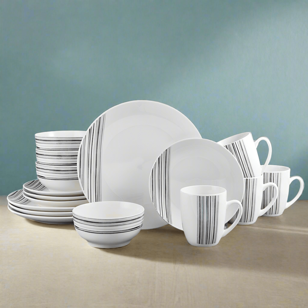 Brushed Lines 16 Piece Dinnerware Set. Service for 4