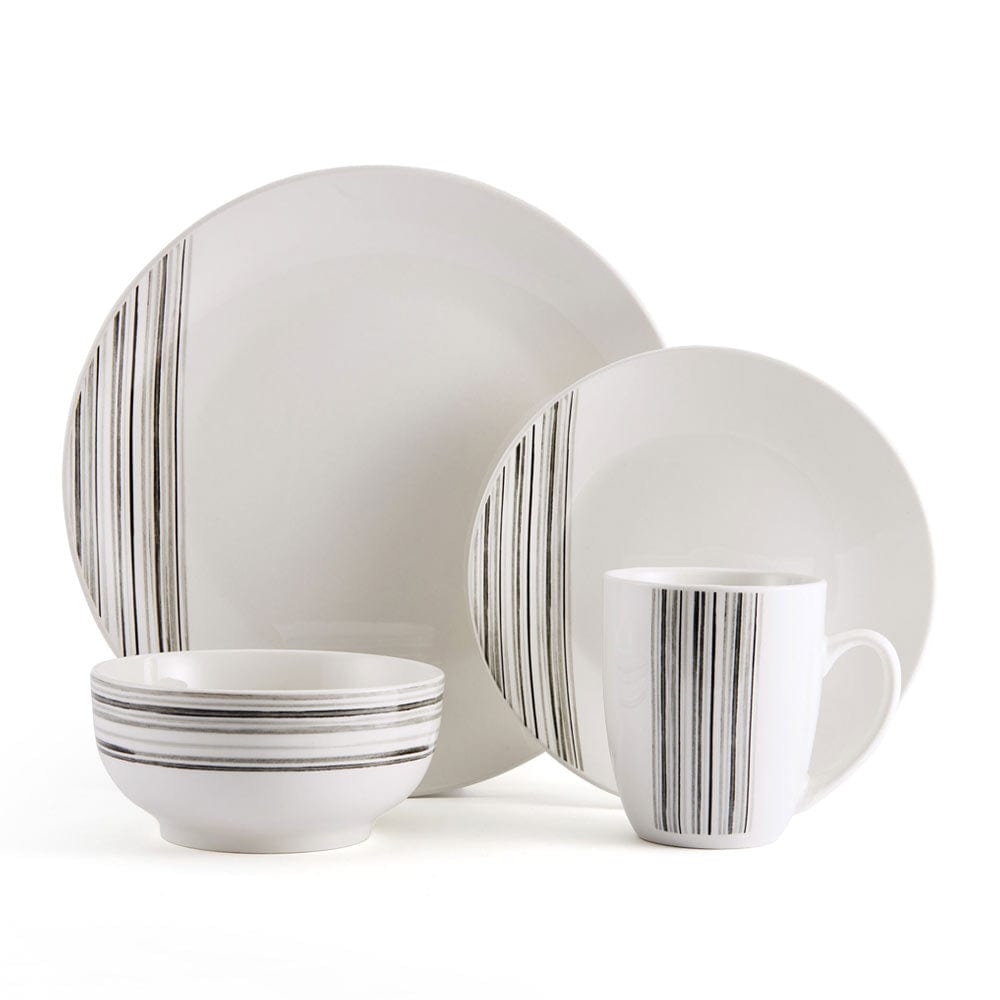 Brushed Lines 16 Piece Dinnerware Set. Service for 4