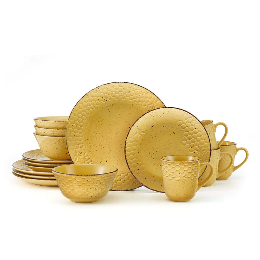Bumble Bee Yellow 16 Piece Dinnerware Set. Service for 4