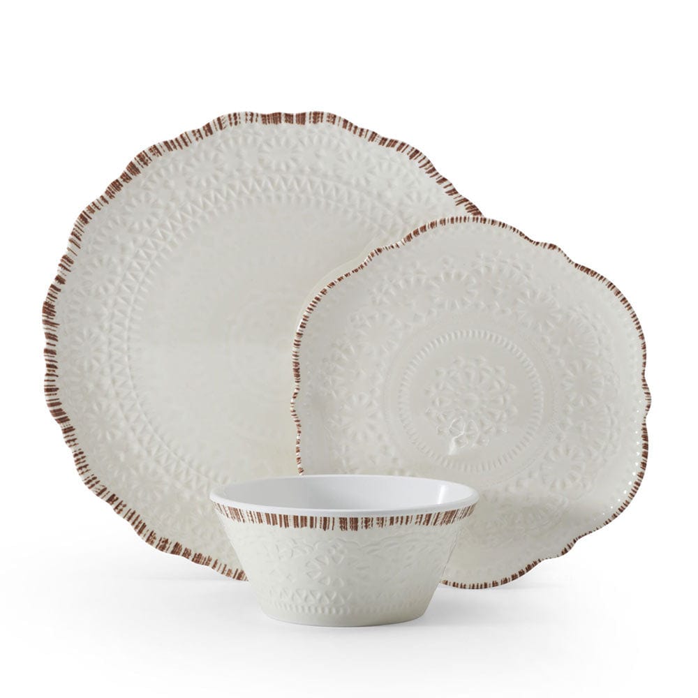 Chateau Cream 12 Piece Outdoor Melamine Dinnerware Set. Service for 4