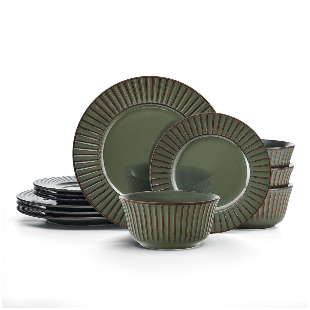 Dannie Green 12 Piece Dinnerware Set. Service for 4