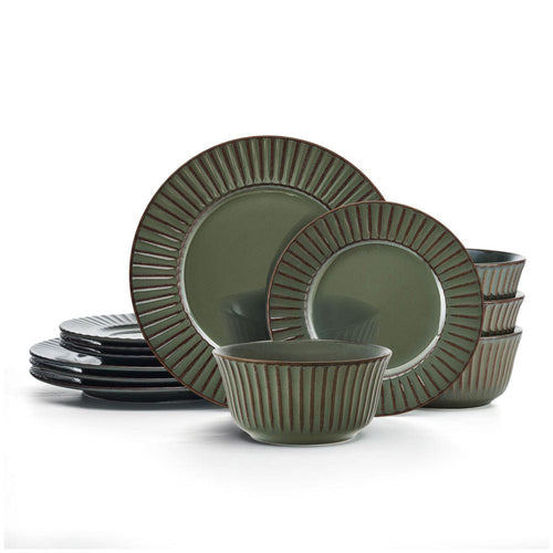 Dannie Green 12 Piece Dinnerware Set. Service for 4