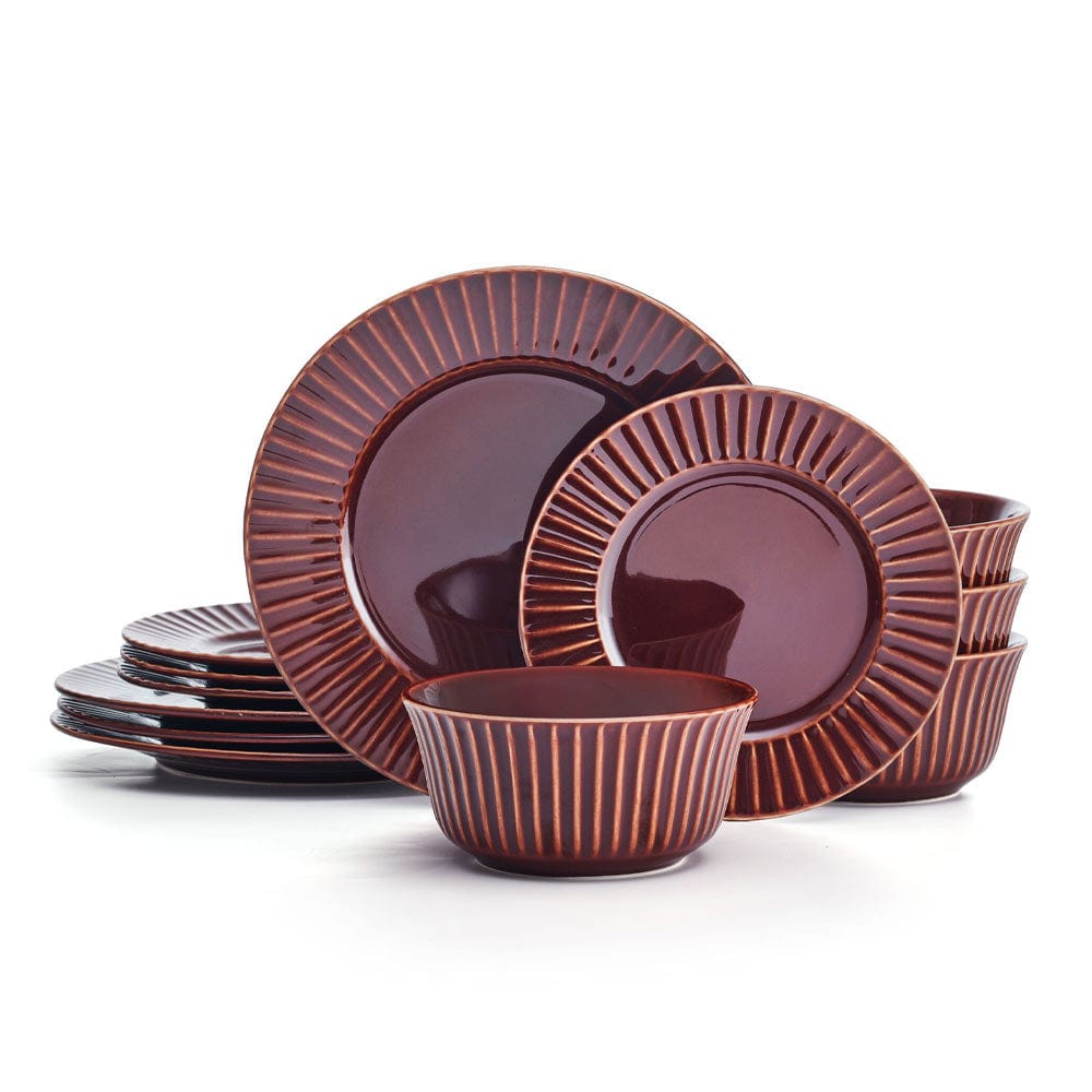 Dannie Red 12 Piece Dinnerware Set. Service for 4