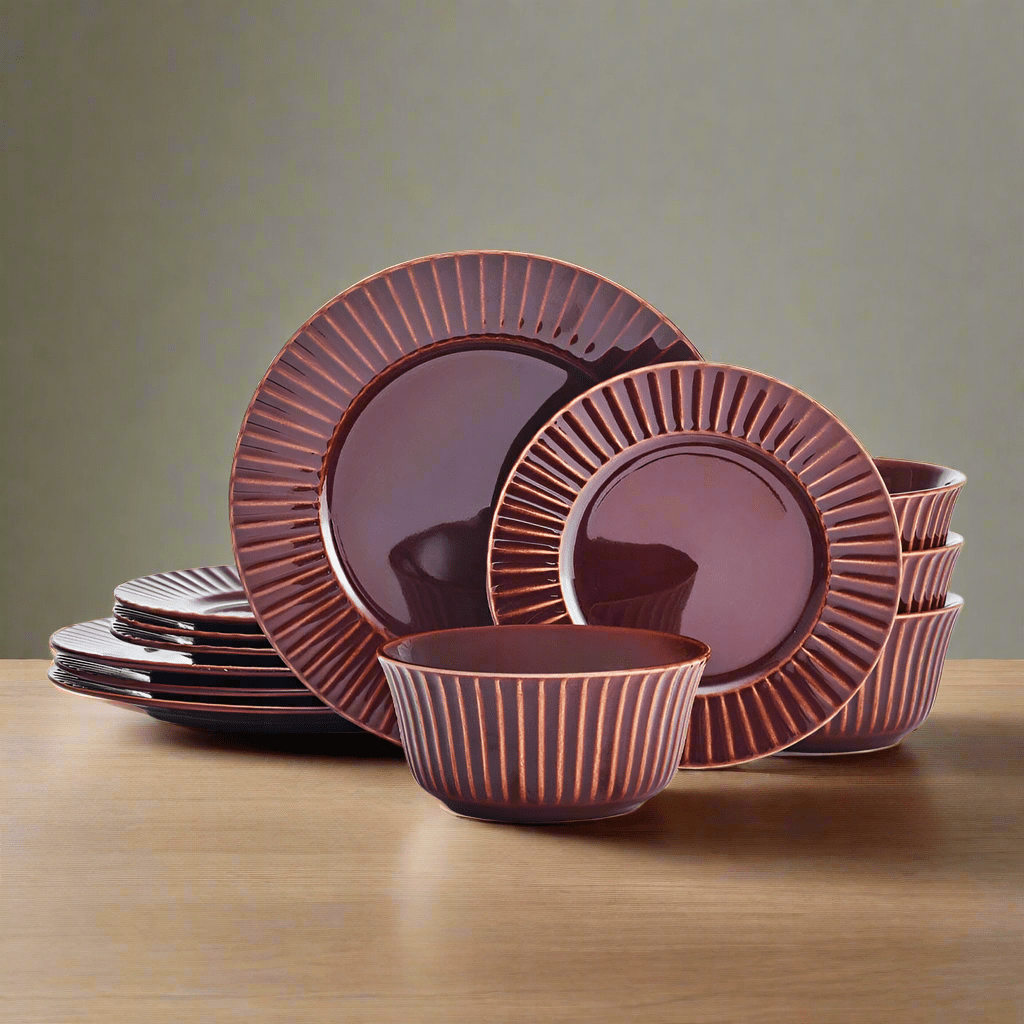 Dannie Red 12 Piece Dinnerware Set. Service for 4