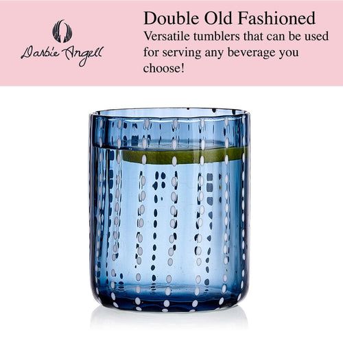 Darbie Angell Dappled Clouds Cobalt Set of 4 Double Old Fashioned Glasses