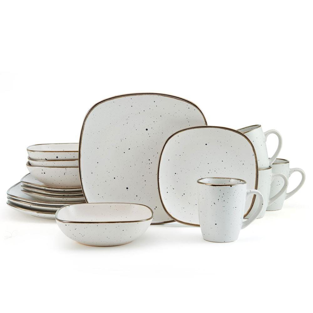 Decker White 16 Piece Dinnerware Set. Service for 4