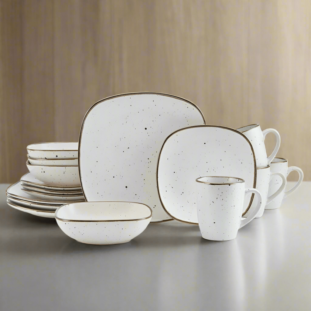 Decker White 16 Piece Dinnerware Set. Service for 4