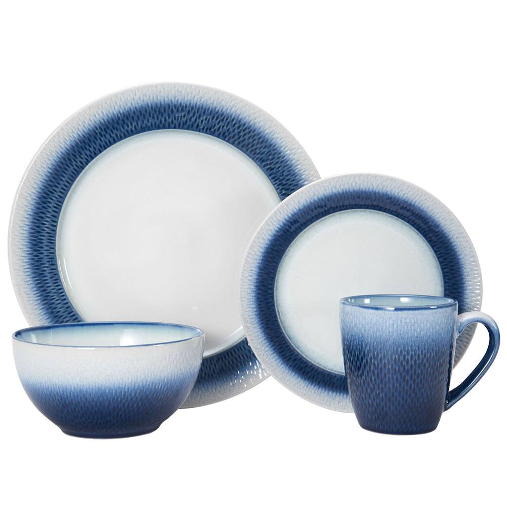 Eclipse Blue 16 Piece Dinnerware Set. Service for 4