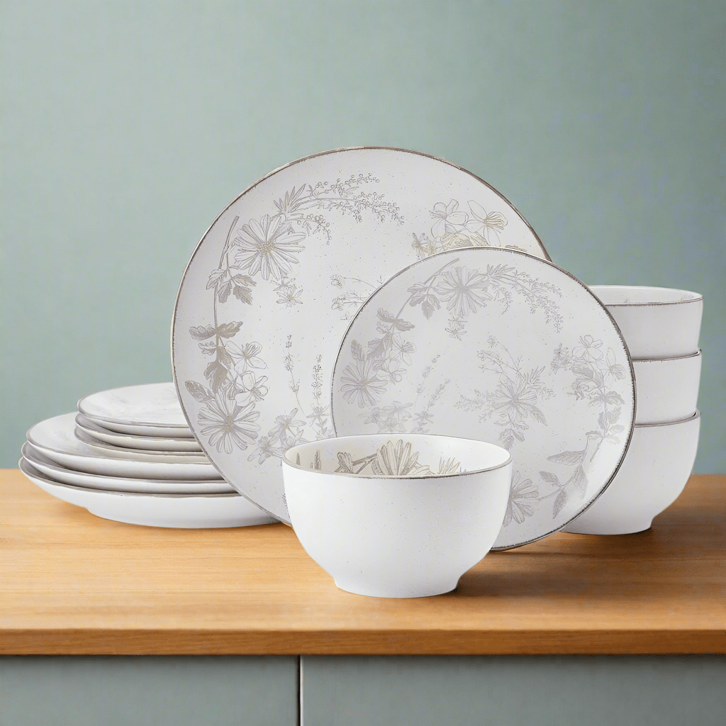 Enchanted Bloom 12 Piece Dinnerware Set. Service for 4
