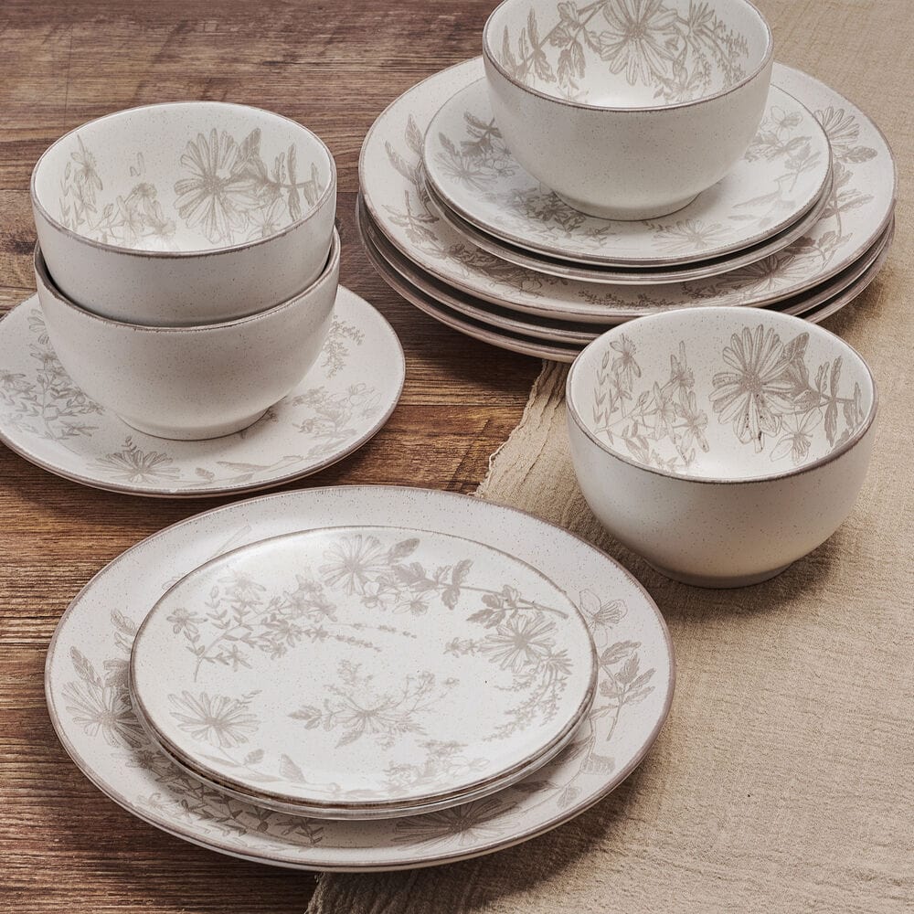 Enchanted Bloom 12 Piece Dinnerware Set. Service for 4
