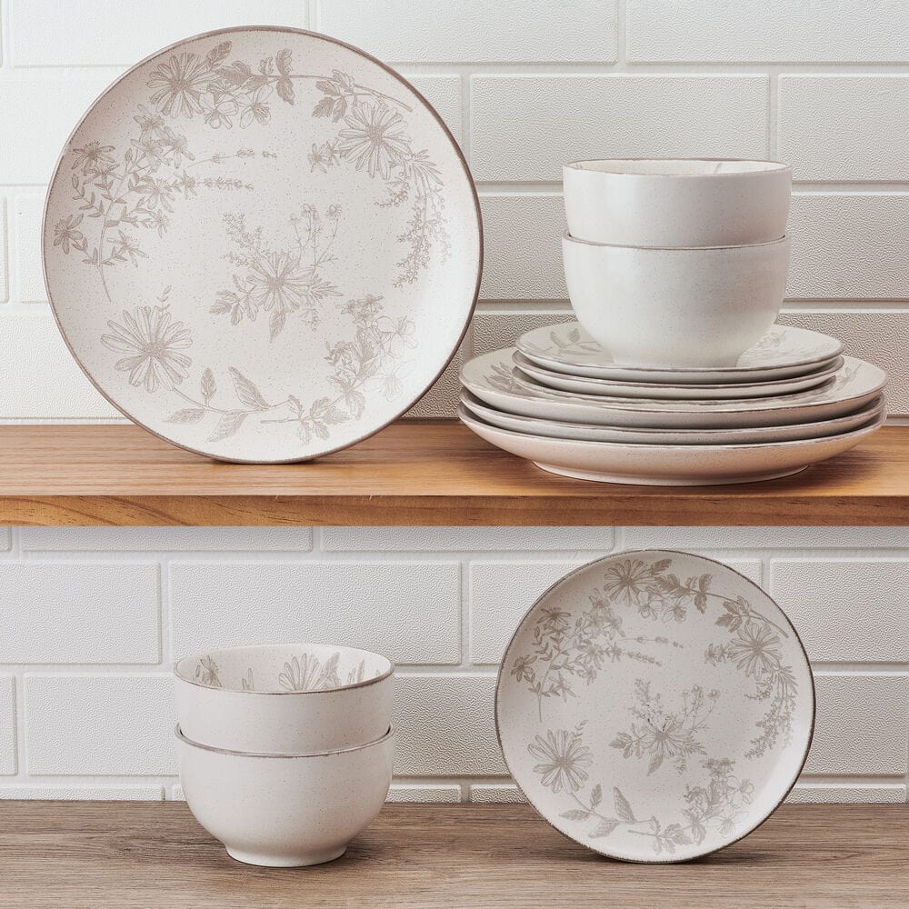 Enchanted Bloom 12 Piece Dinnerware Set. Service for 4