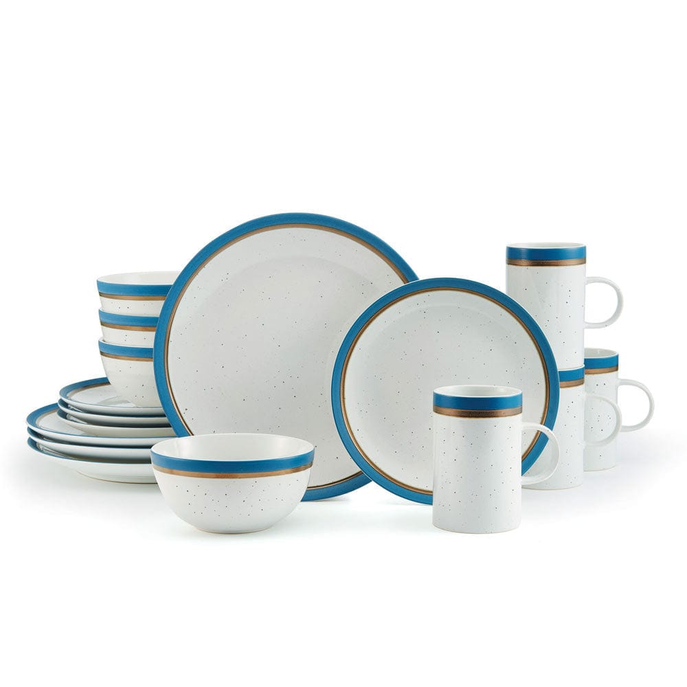 Ezra Blue 16 Piece Dinnerware Set. Service for 4