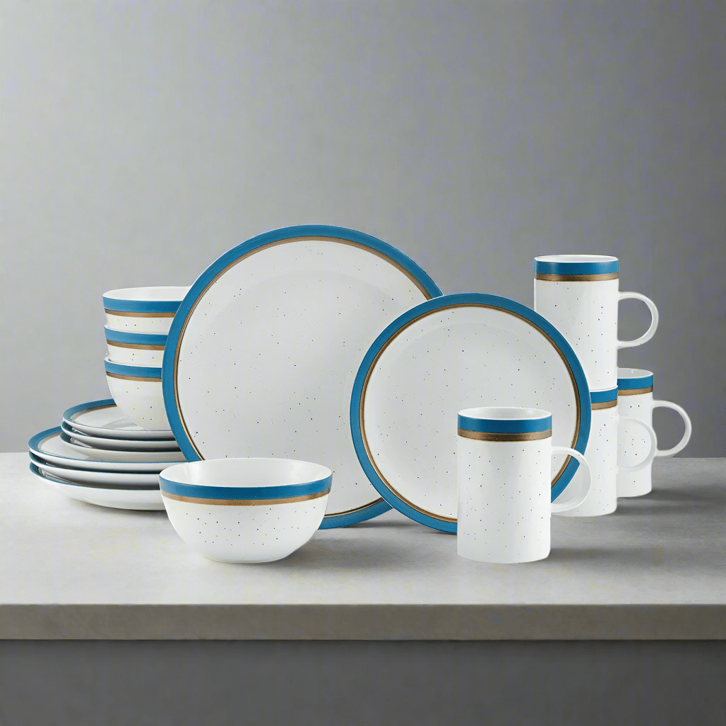 Ezra Blue 16 Piece Dinnerware Set. Service for 4