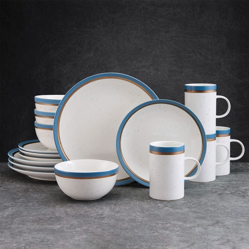 Ezra Blue 16 Piece Dinnerware Set. Service for 4