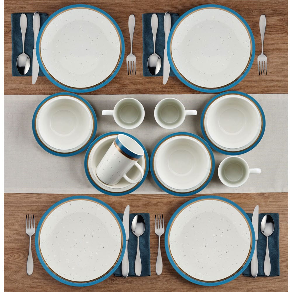 Ezra Blue 16 Piece Dinnerware Set. Service for 4