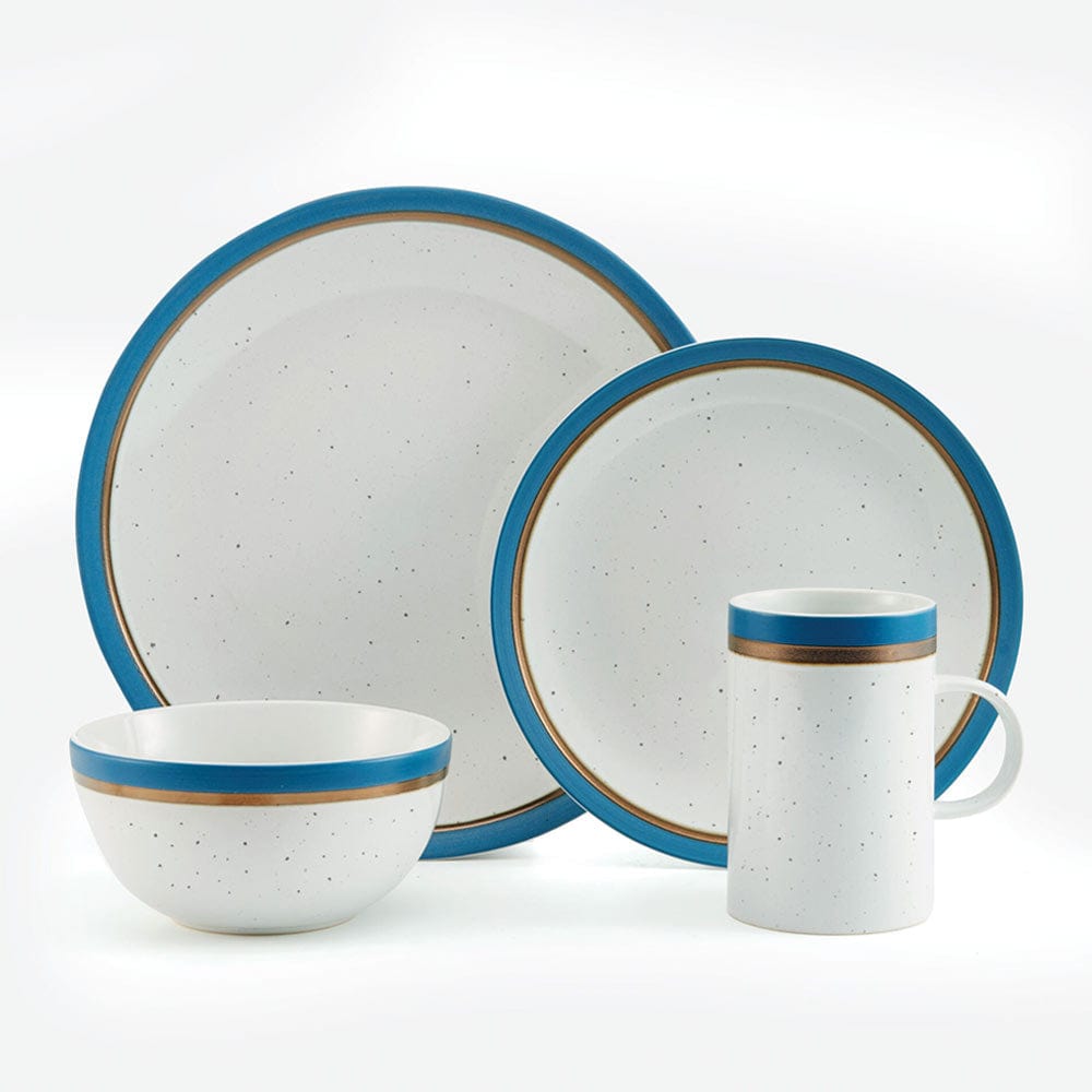 Ezra Blue 16 Piece Dinnerware Set. Service for 4