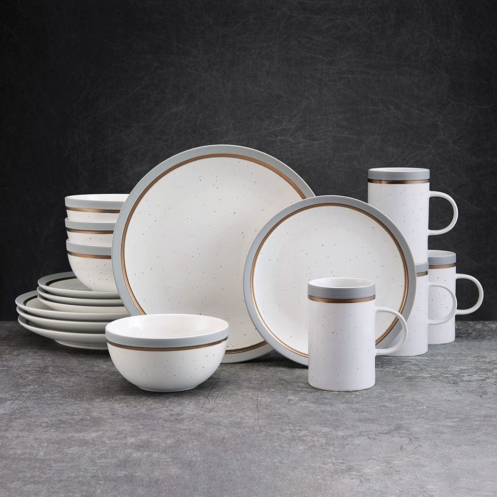 Ezra Grey 16 Piece Dinnerware Set. Service for 4