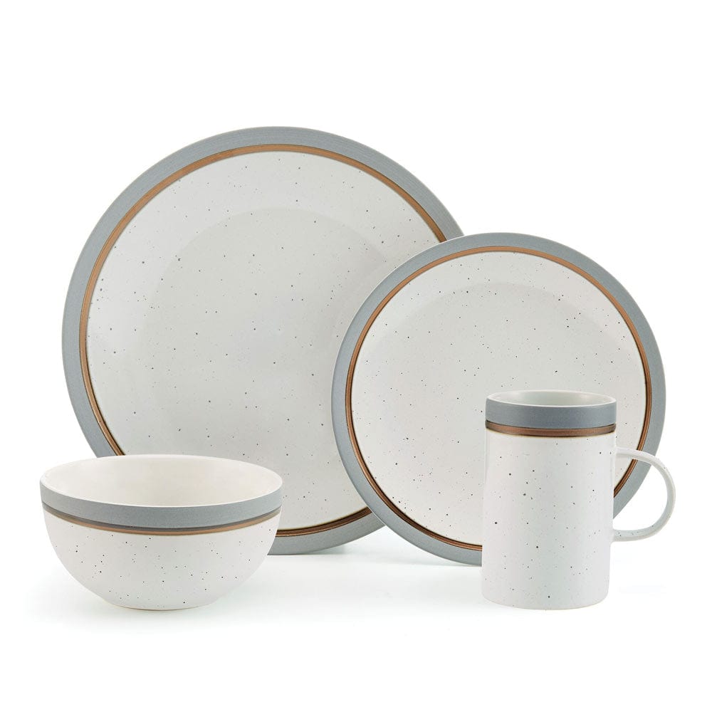 Ezra Grey 16 Piece Dinnerware Set. Service for 4