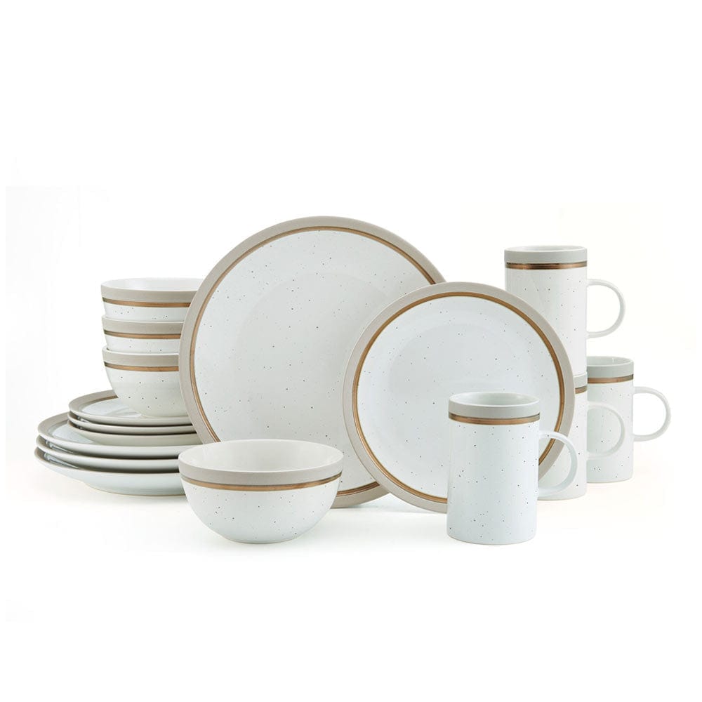 Ezra Taupe 16 Piece Dinnerware Set. Service for 4