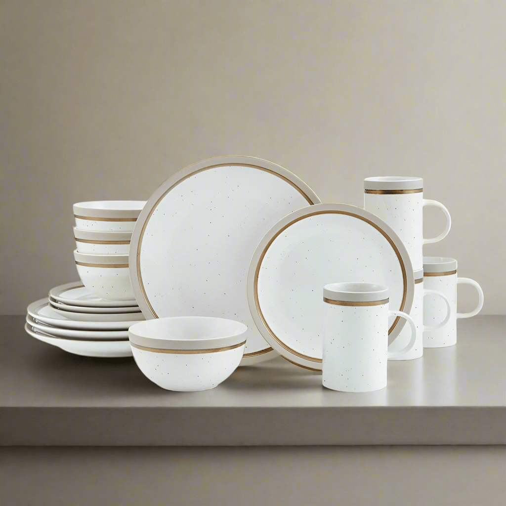 Ezra Taupe 16 Piece Dinnerware Set. Service for 4