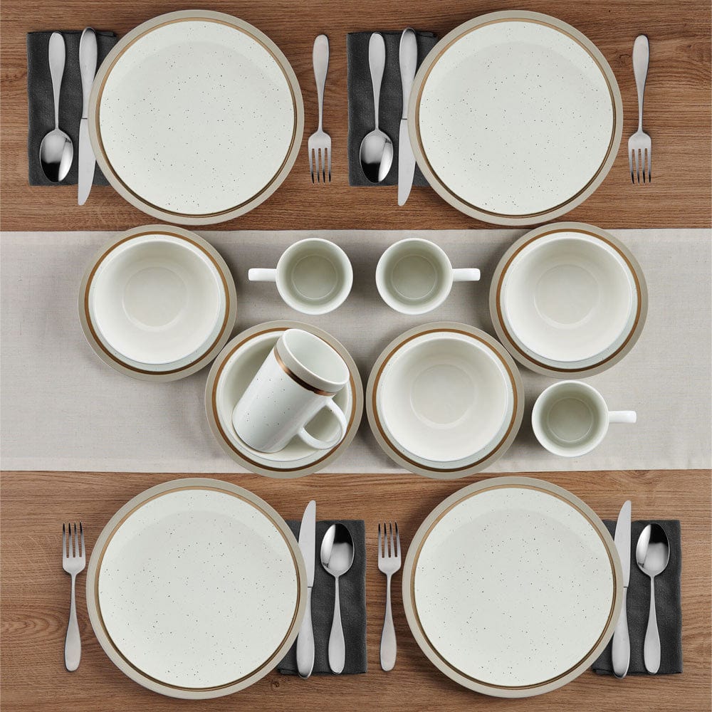 Ezra Taupe 16 Piece Dinnerware Set. Service for 4