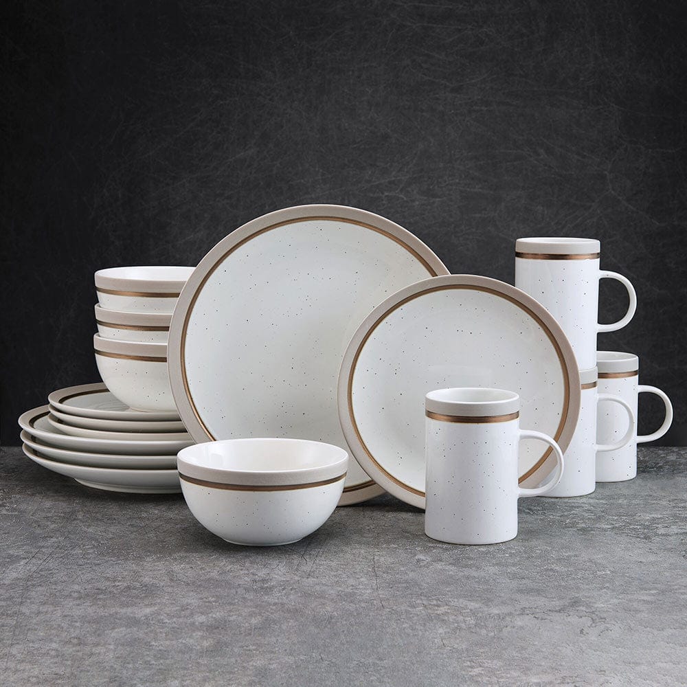 Ezra Taupe 16 Piece Dinnerware Set. Service for 4