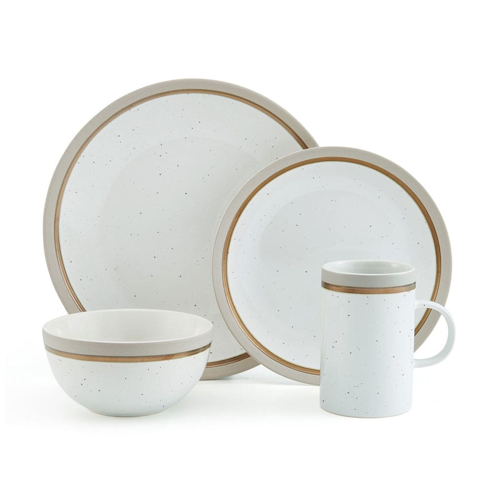 Ezra Taupe 16 Piece Dinnerware Set. Service for 4