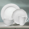French Lace White 16 Piece Dinnerware Set Service for 4