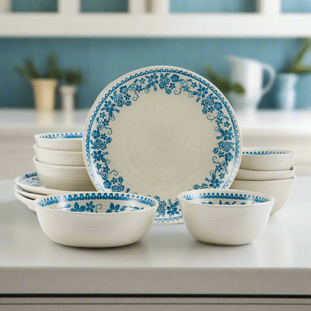 Hayden Blue 12 Piece Dinnerware Set. Service for 4