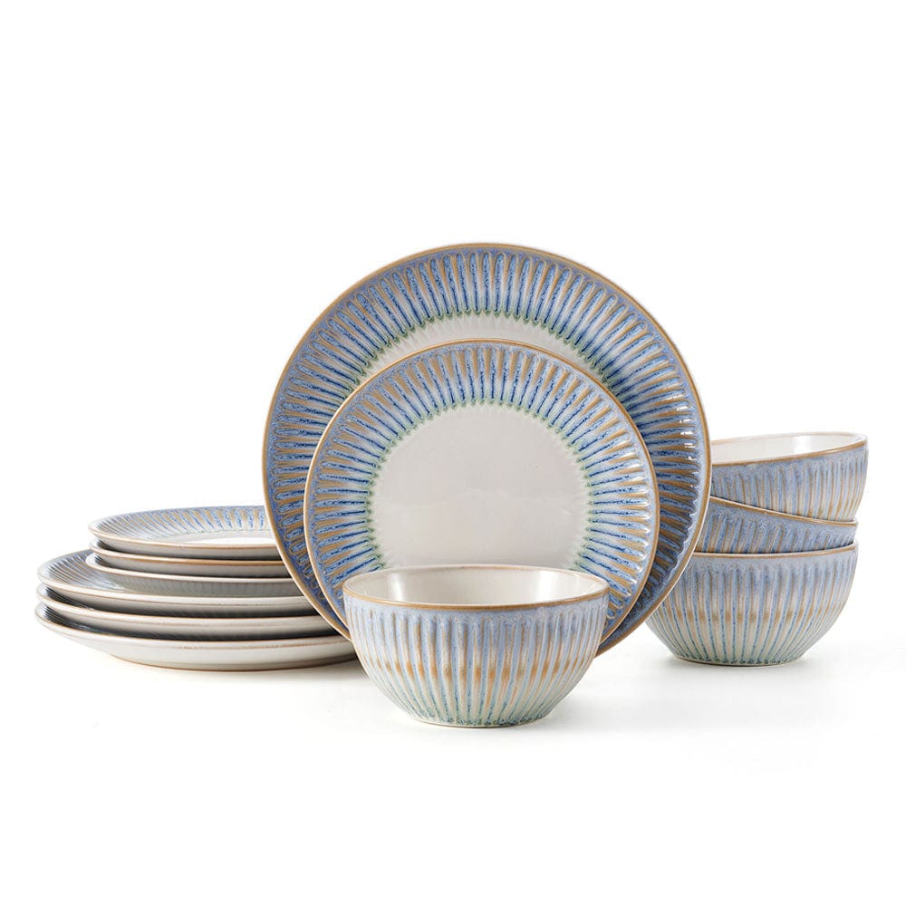 Hensley Blue 12 Piece Dinnerware Set. Service for 4