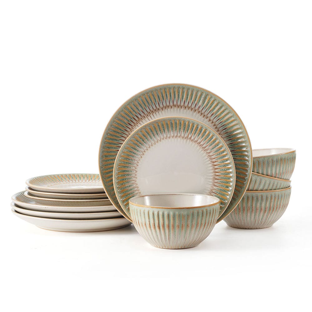 Hensley Green 12 Piece Dinnerware Set. Service for 4