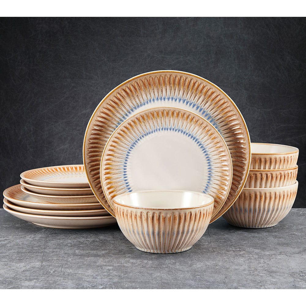 Hensley Taupe 12 Piece Dinnerware Set. Service for 4