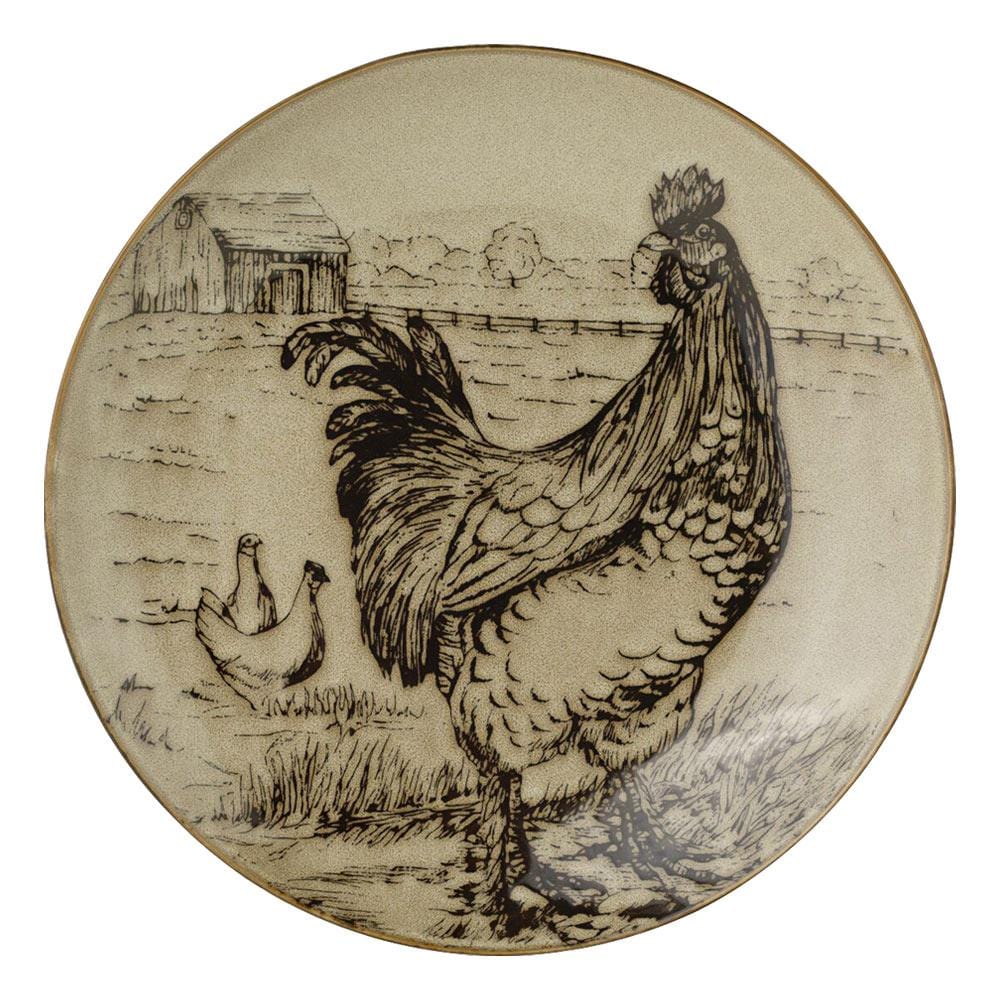 Homespun Rooster 16 Piece Dinnerware Set. Service for 4