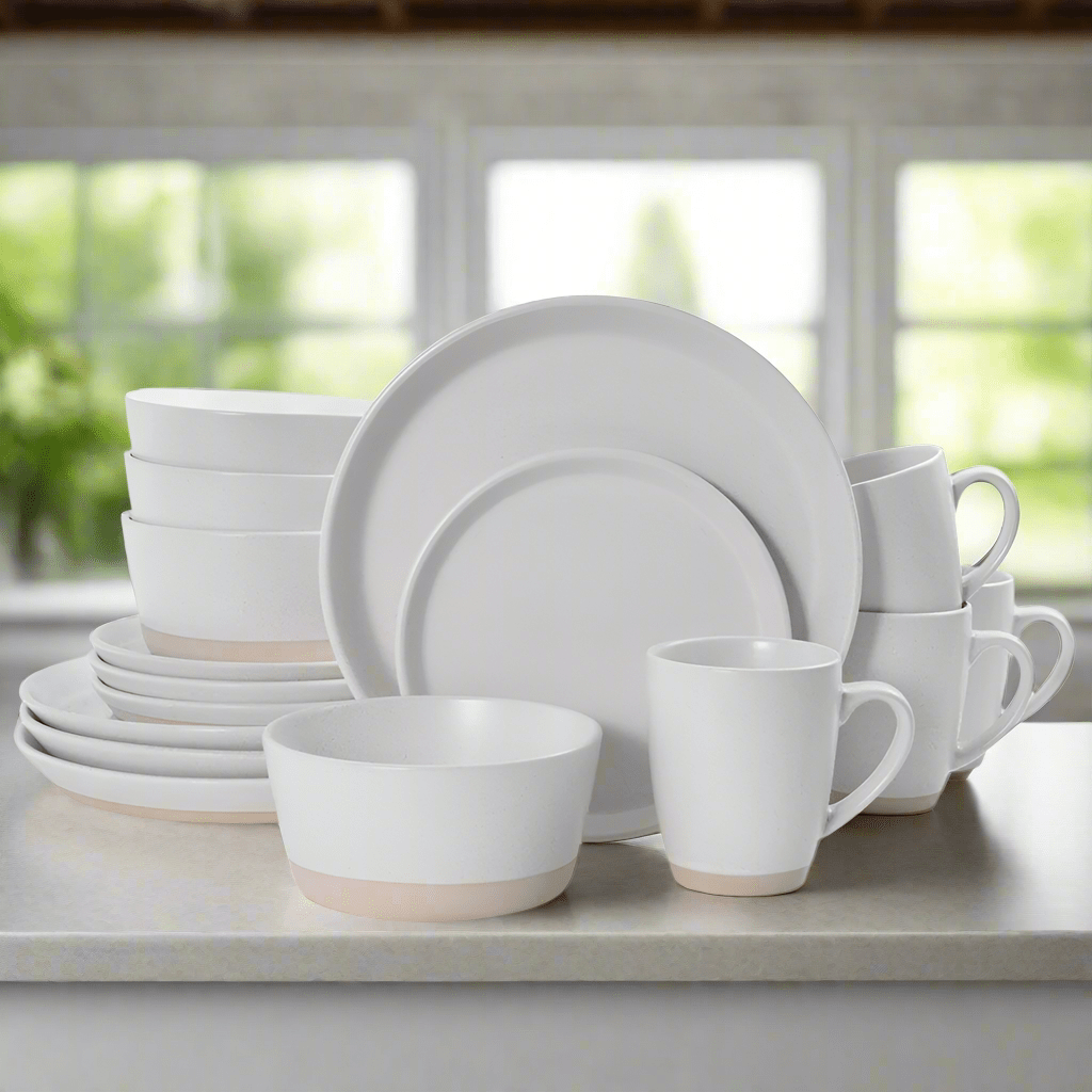 Hudson Beige 16 Piece Dinnerware Set. Service for 4