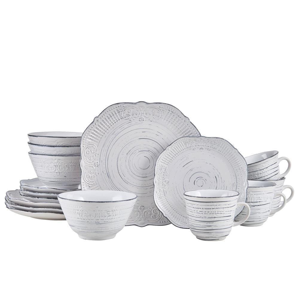 Isabella Gray 16 Piece Dinnerware Set. Service for 4