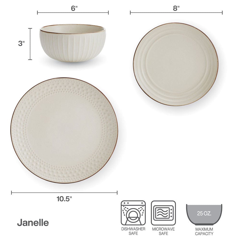 Janelle 12 Piece Dinnerware Set. Service for 4