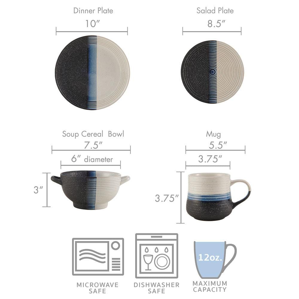Jaxon 16 Piece Dinnerware Set. Service for 4