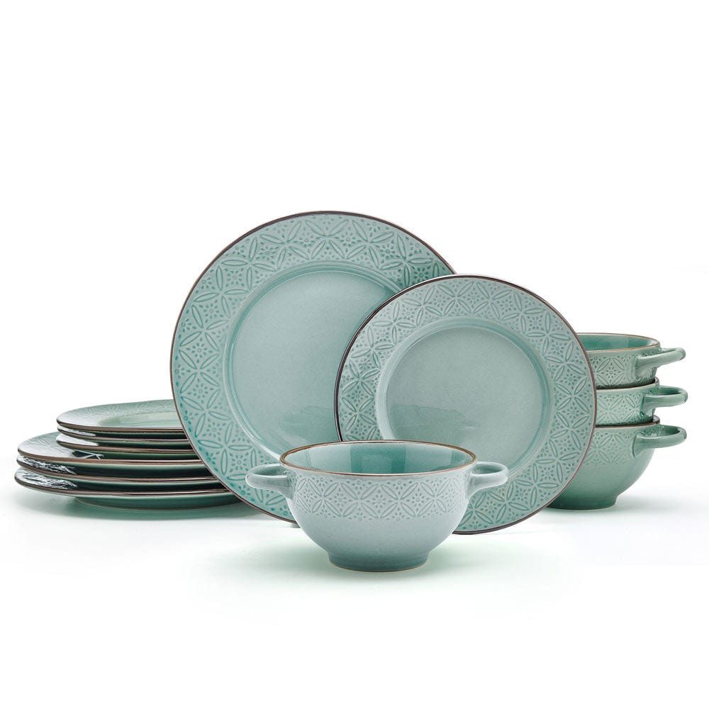 Kori Sage 12 Piece Dinnerware Set. Service for 4