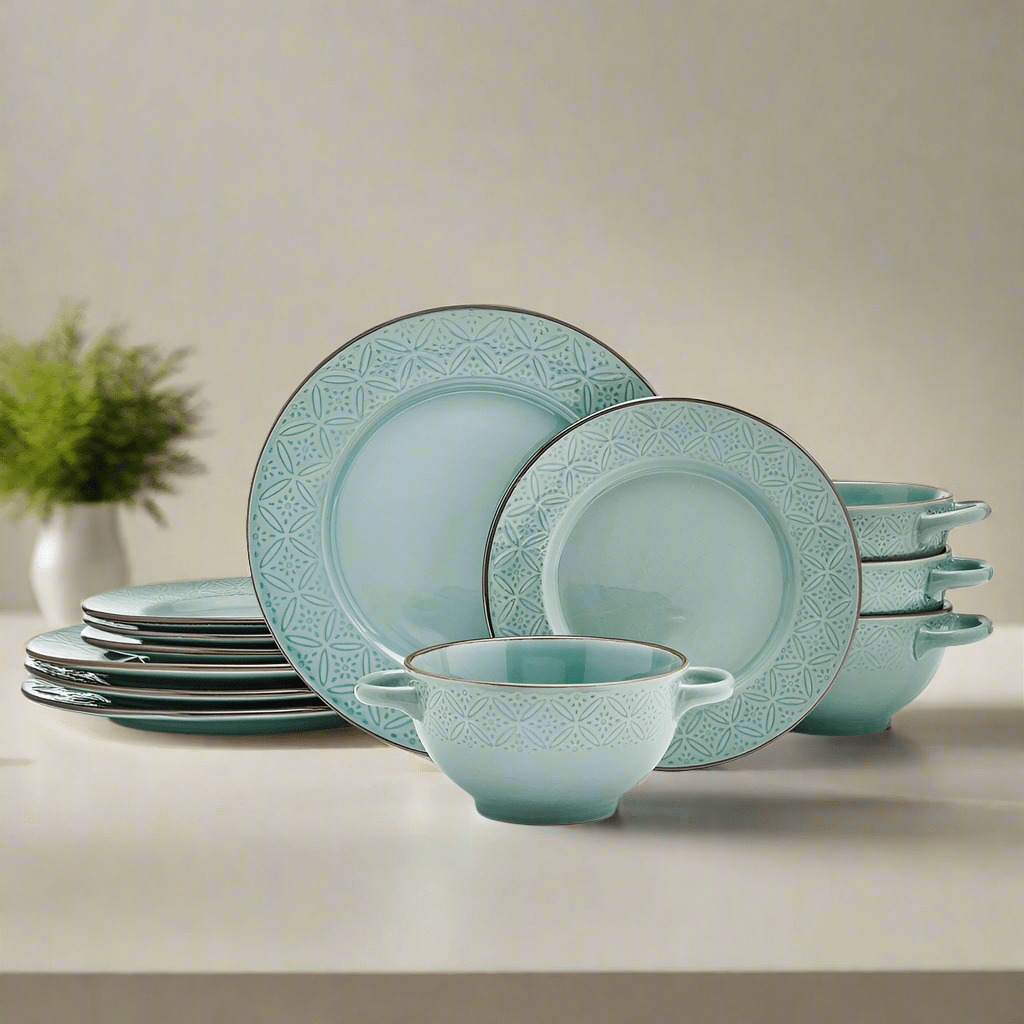 Kori Sage 12 Piece Dinnerware Set. Service for 4