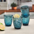 Fitz and Floyd Maddi Double Old Fashioned Glasses Set of 4. Indigo