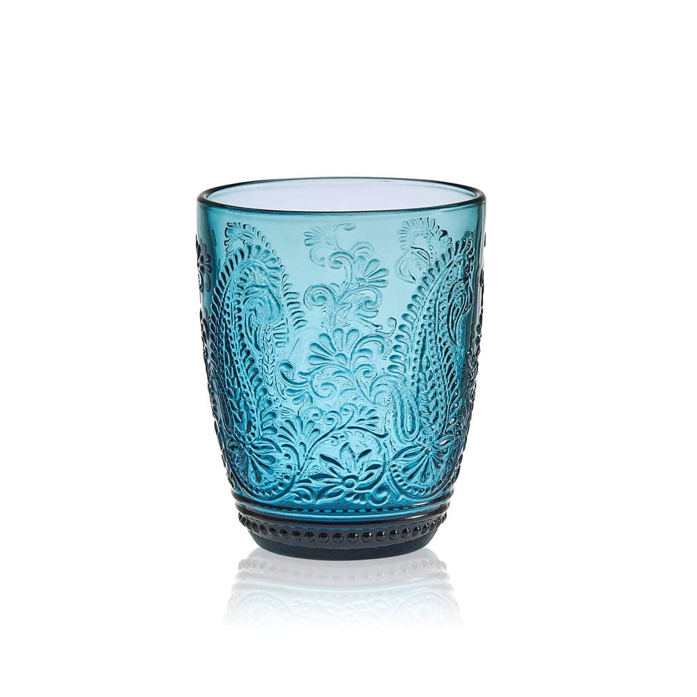 Fitz and Floyd Maddi Double Old Fashioned Glasses Set of 4. Indigo