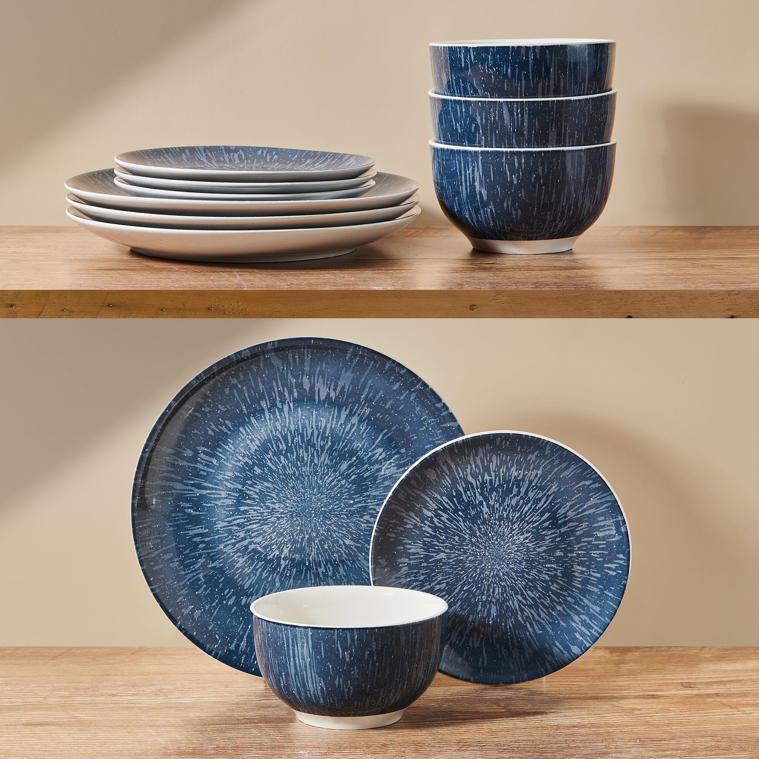 Mist 12 Piece Dinnerware Set. Service for 4