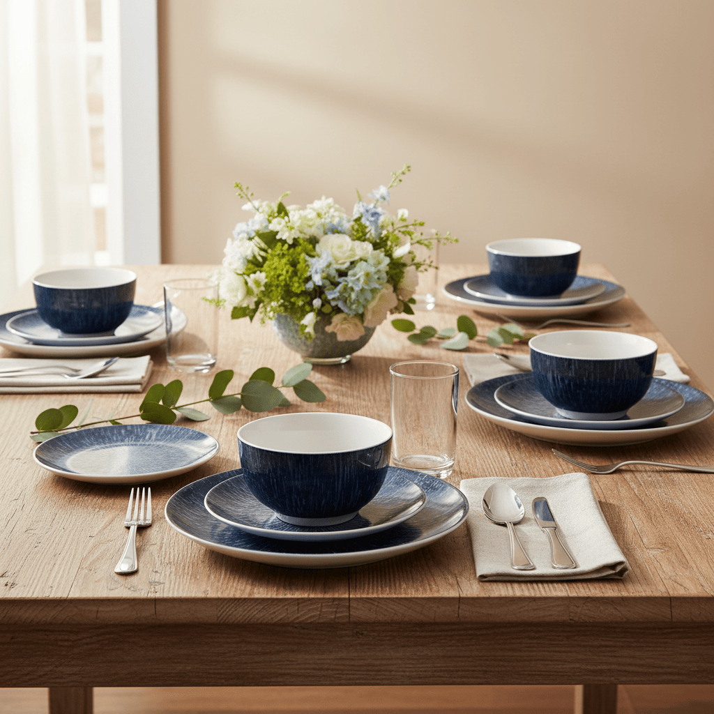 Mist 12 Piece Dinnerware Set. Service for 4