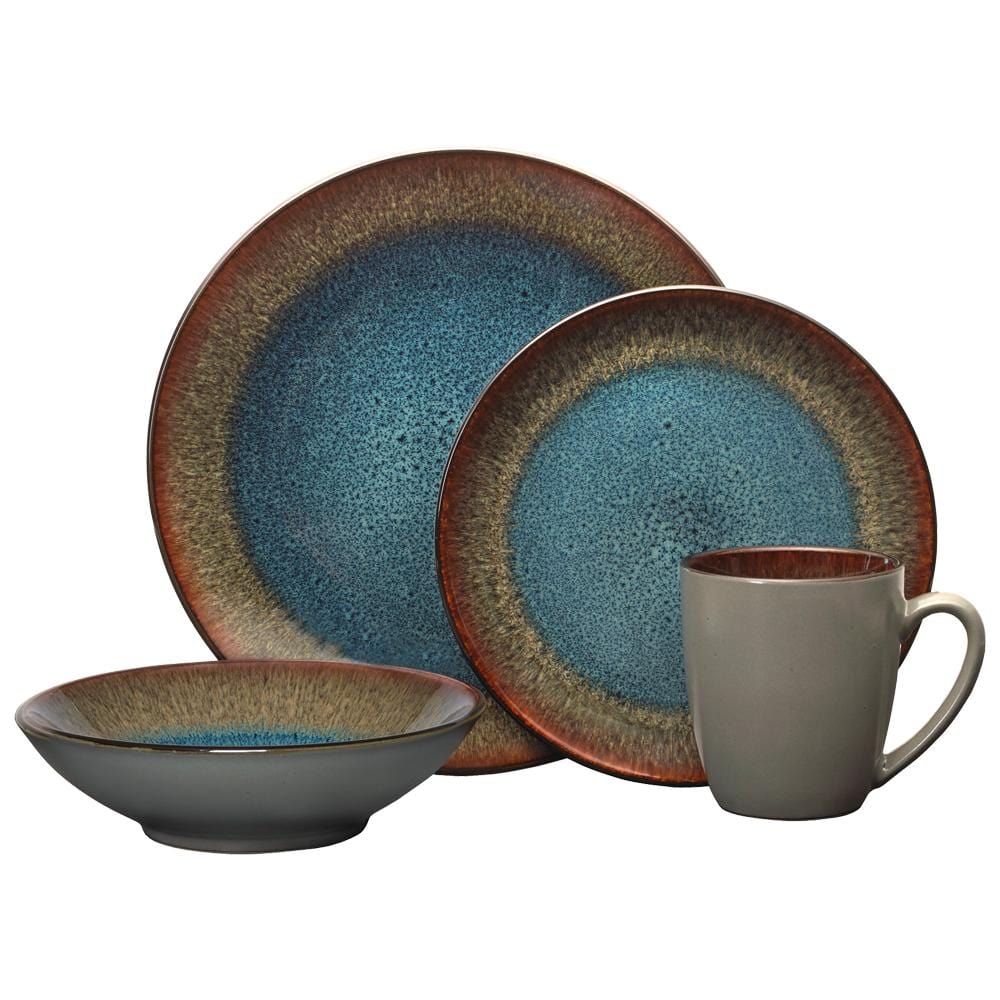 Monroe Blue 16 Piece Dinnerware Set. Service for 4