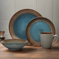 Monroe Blue 16 Piece Dinnerware Set. Service for 4