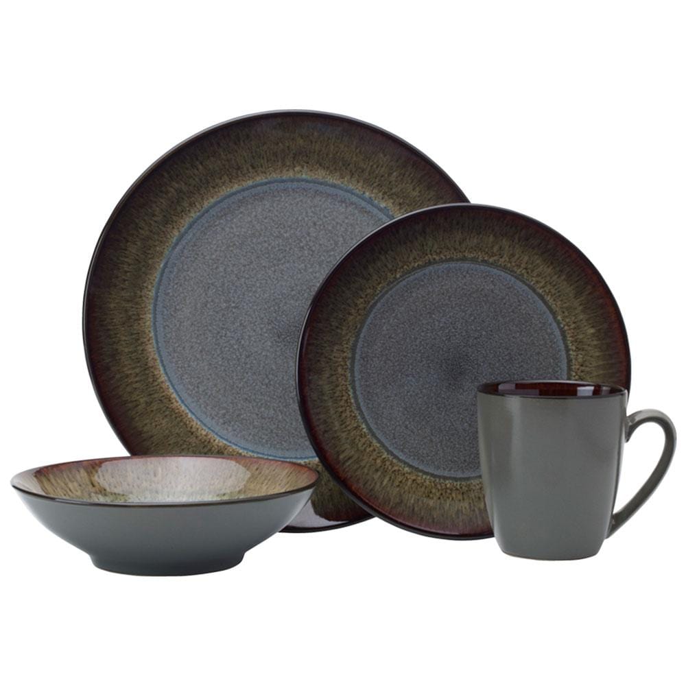 Monroe Gray 16 Piece Dinnerware Set. Service for 4