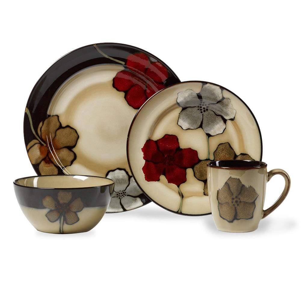 Painted Poppies 32 Piece Dinnerware Set. Service for 8