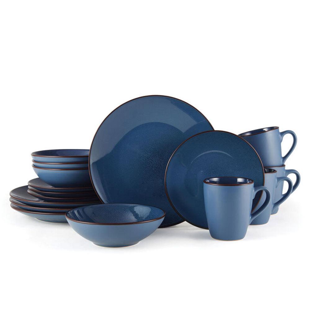 Pierce Blue 16 Piece Dinnerware Set. Service for 4