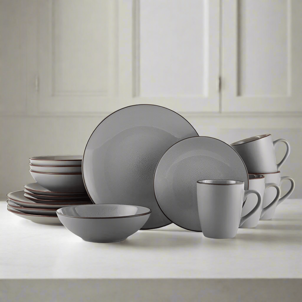 Pierce Gray 16 Piece Dinnerware Set. Service for 4