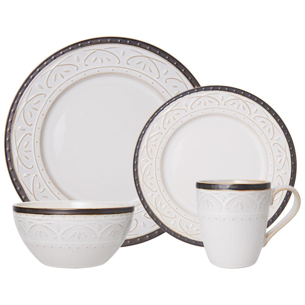 Promenade Scroll 16 Piece Dinnerware Set. Service for 4